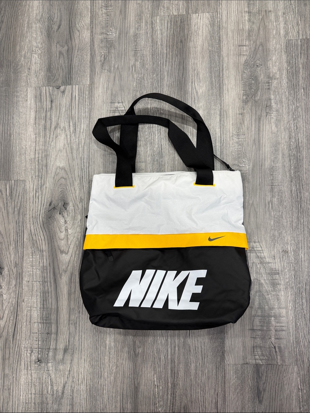 Nike Black, White & Yellow Logo Tote